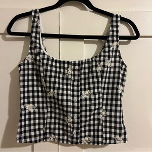 Black and White Checkered Women's Crop Top